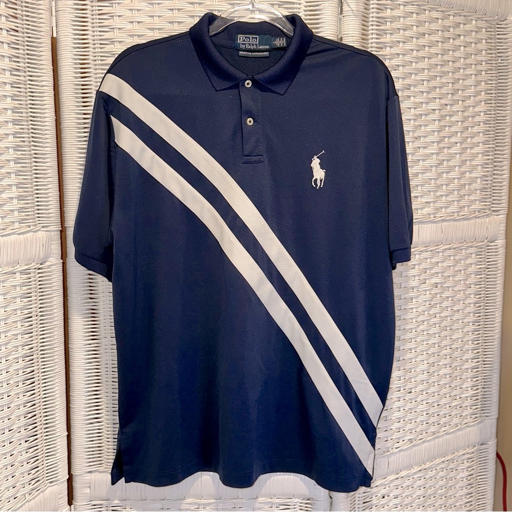 Polo Ralph Lauren Moisture Management Navy Blue Large Pony Polo Shirt L